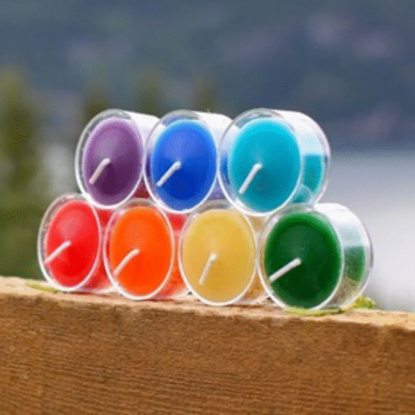 Tinted Tea Lights Glow Dots – Pack of 10 Colorful Tealight Candles