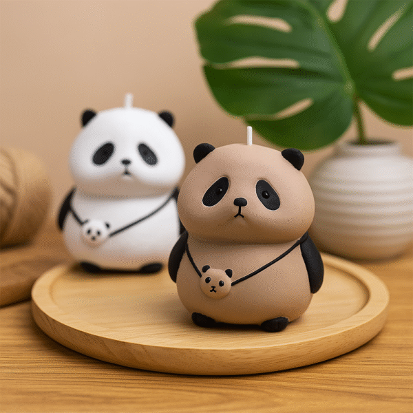 Panda Candle White Color Natural Wax